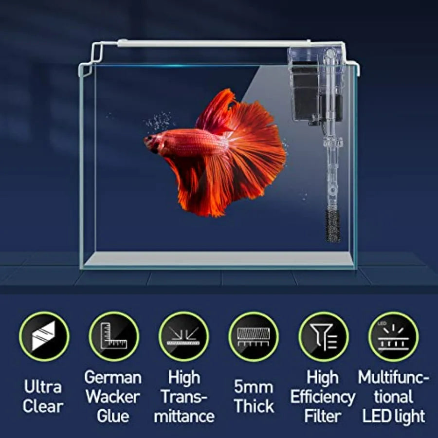 Rimless Glass Aquarium Starter Kit Ultra Clear Low Iron Tank