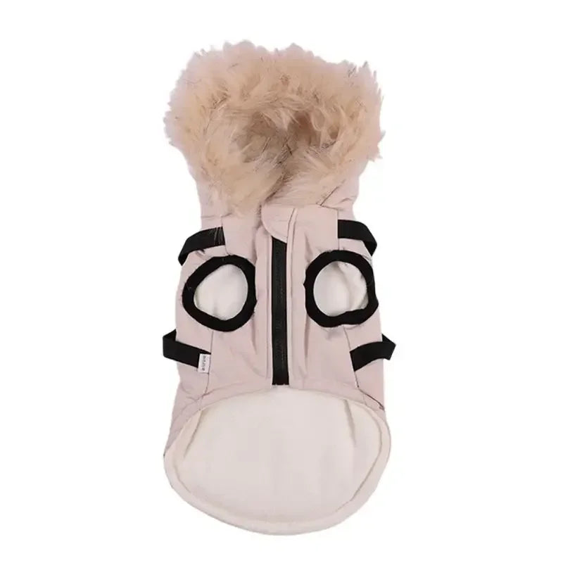 Winter Dog Harness Jacket Waterproof Hooded Coat for Dogs