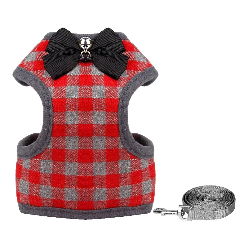 XLeiPet Gentleman Rabbit Cat Vest Harness With Bow Tie Leash