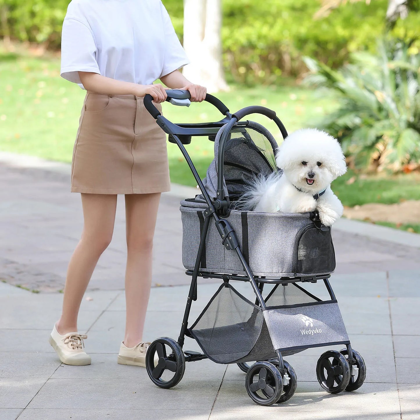 3 In 1 Pet Stroller With Removable Carrier Dogs Cats