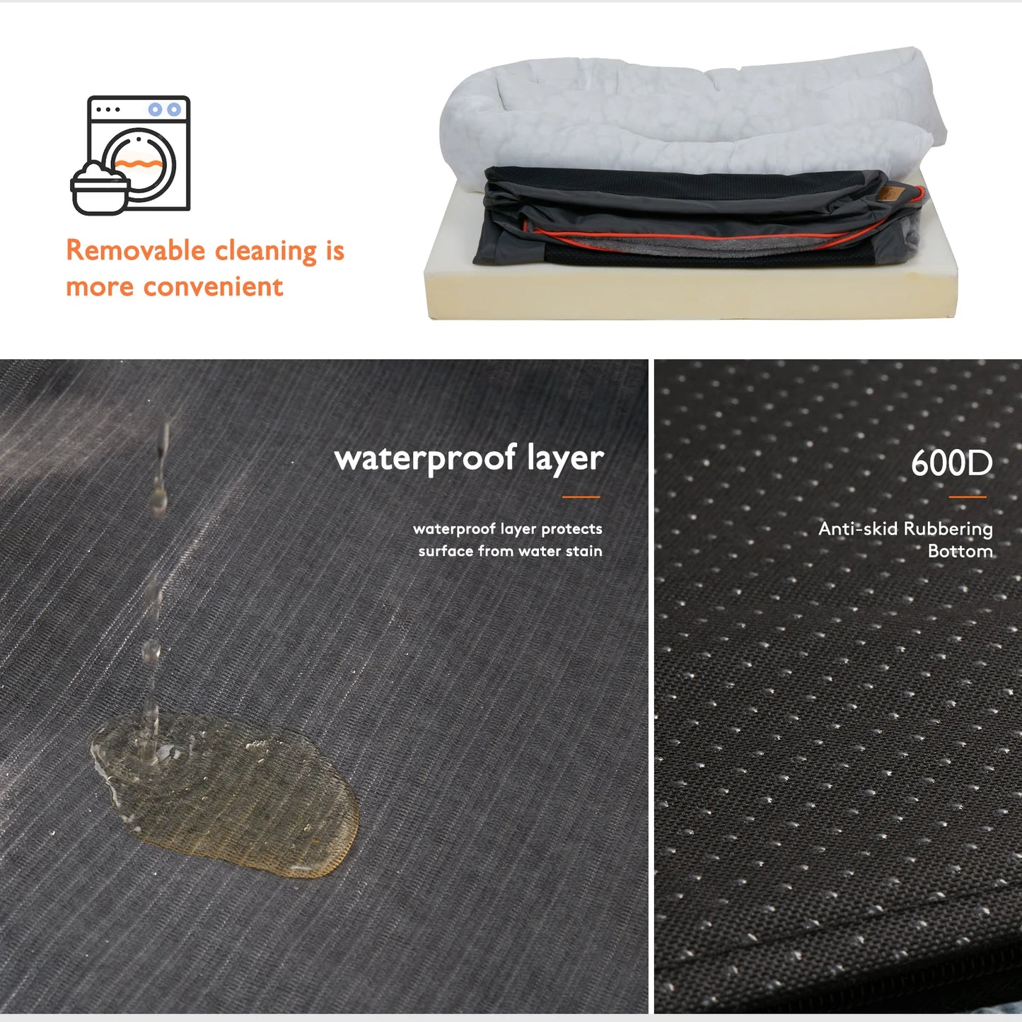 BINGOPAW Dog Bed Removable Washable Cover Anti Allergy Foam