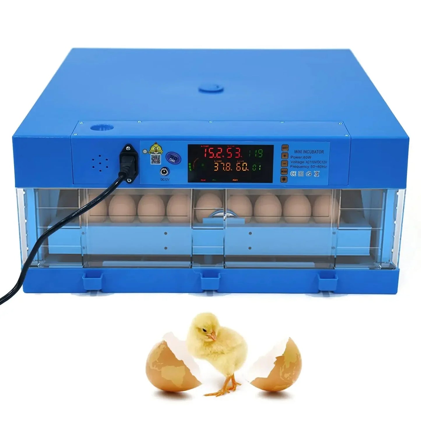 64 Egg Incubator 110V 12V Digital Automatic Smart Household Box