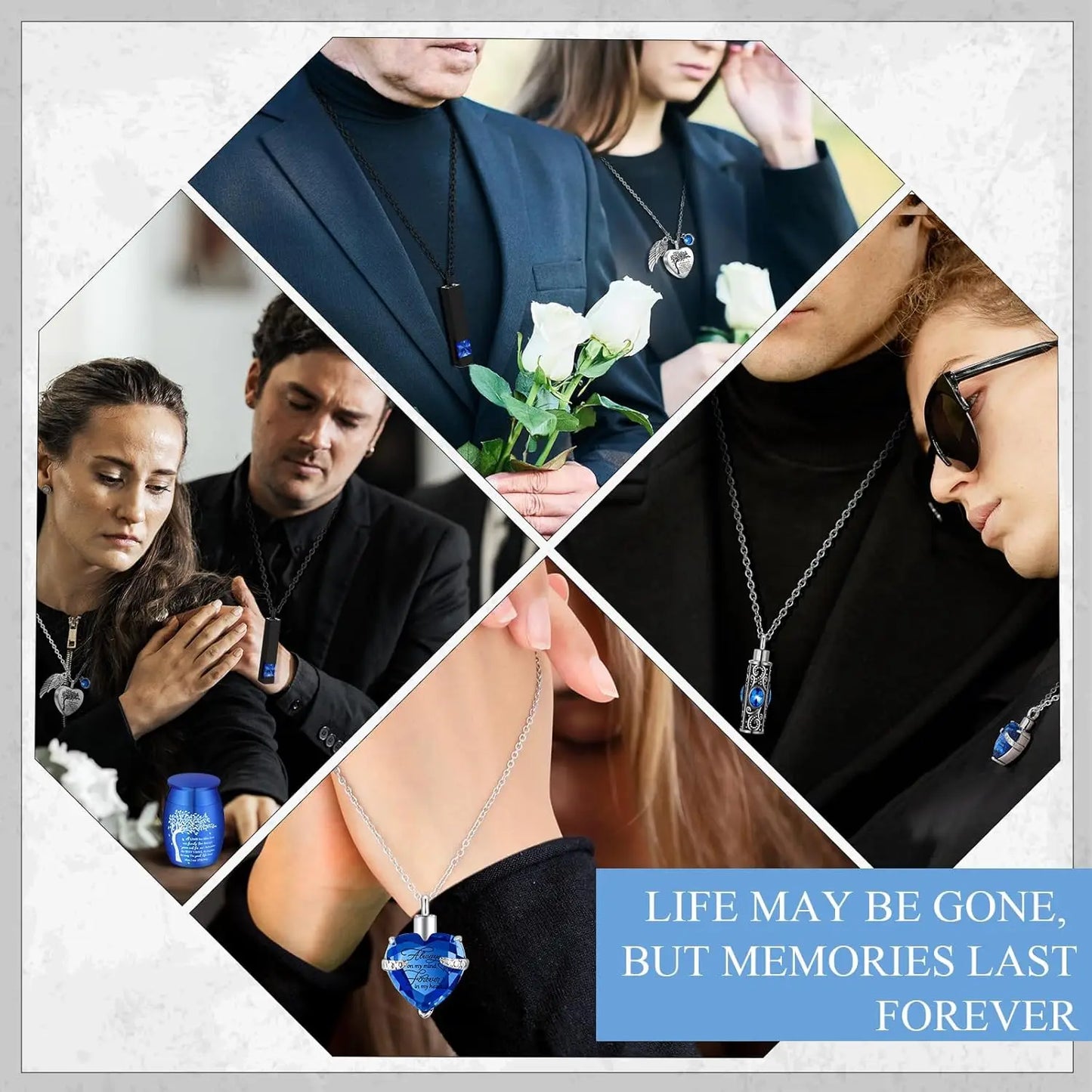 8Pcs Cremation Urns For Ashes Alloy Keepsake With Family Tree Heart Locket
