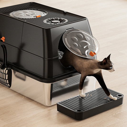 Feature Enclosed Stainless Steel Cat Litter Box With Lid