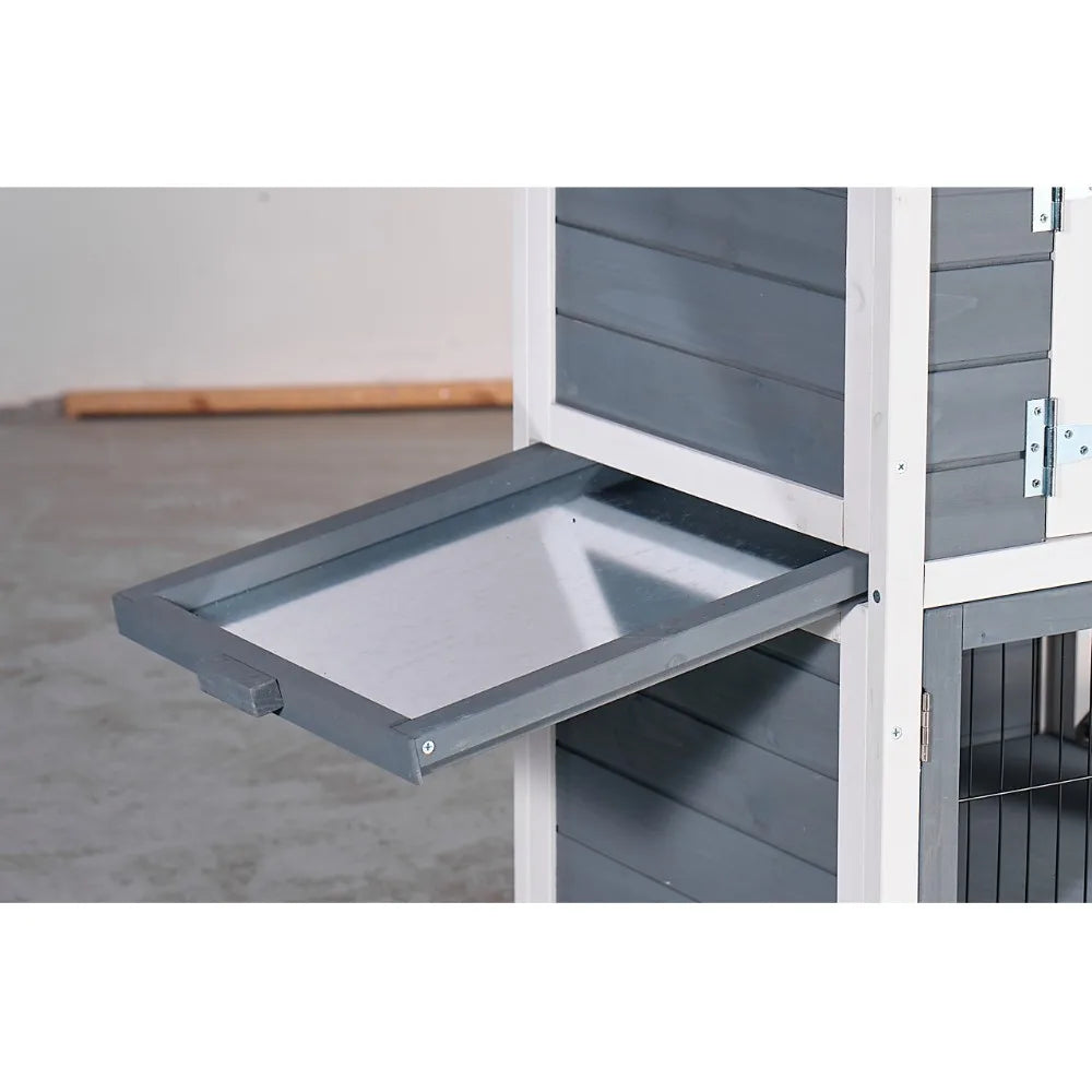 Double Decker Solid Wood Chicken Coop Outdoor Waterproof Nest Box Pull Out Tray