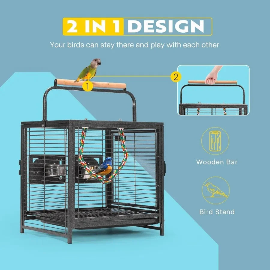 CN Guangdong Wrought Iron Bird Travel Cage For Parrots