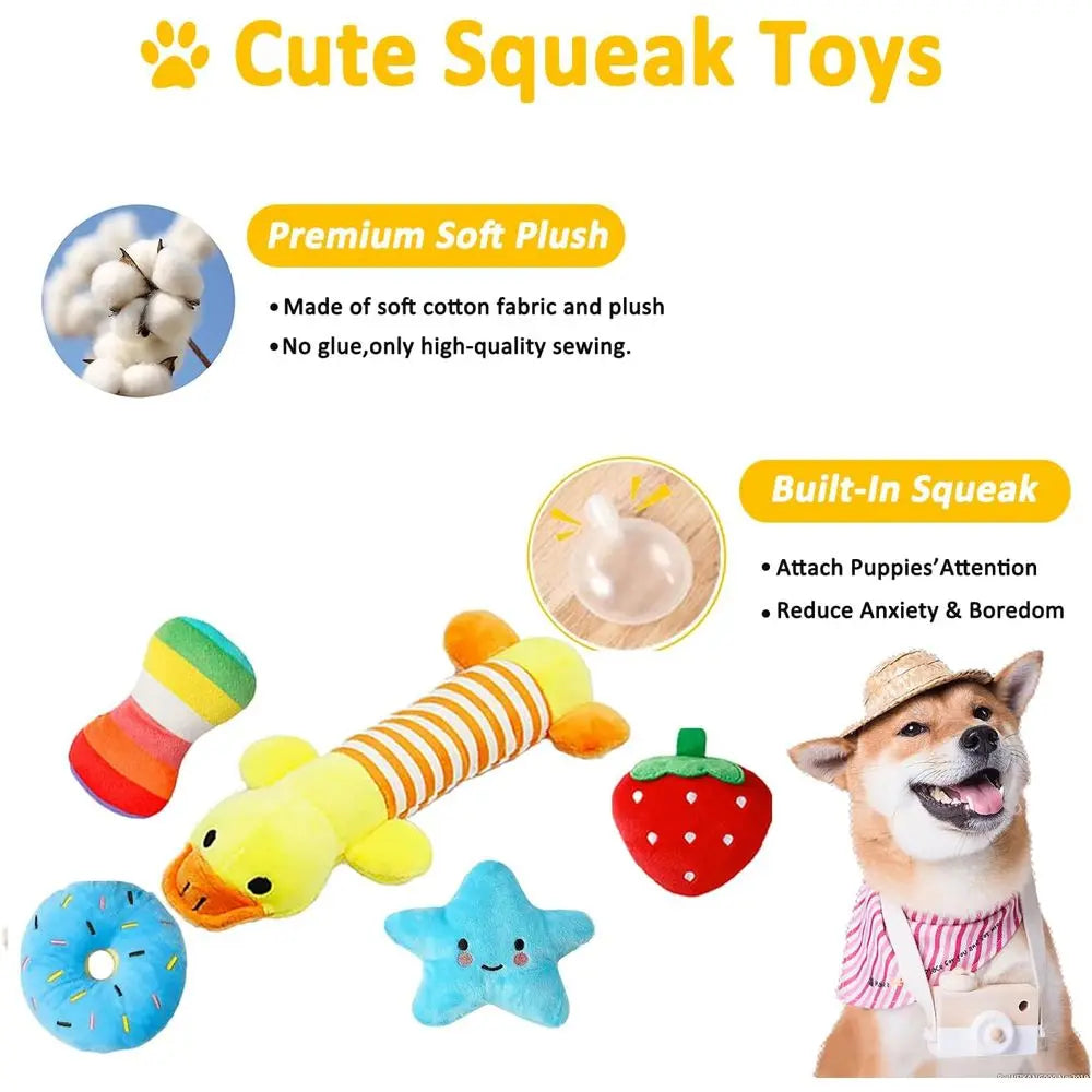 Dog Toys 25 Pack For Small Dogs Squeaky Plush Balls Rope Tug