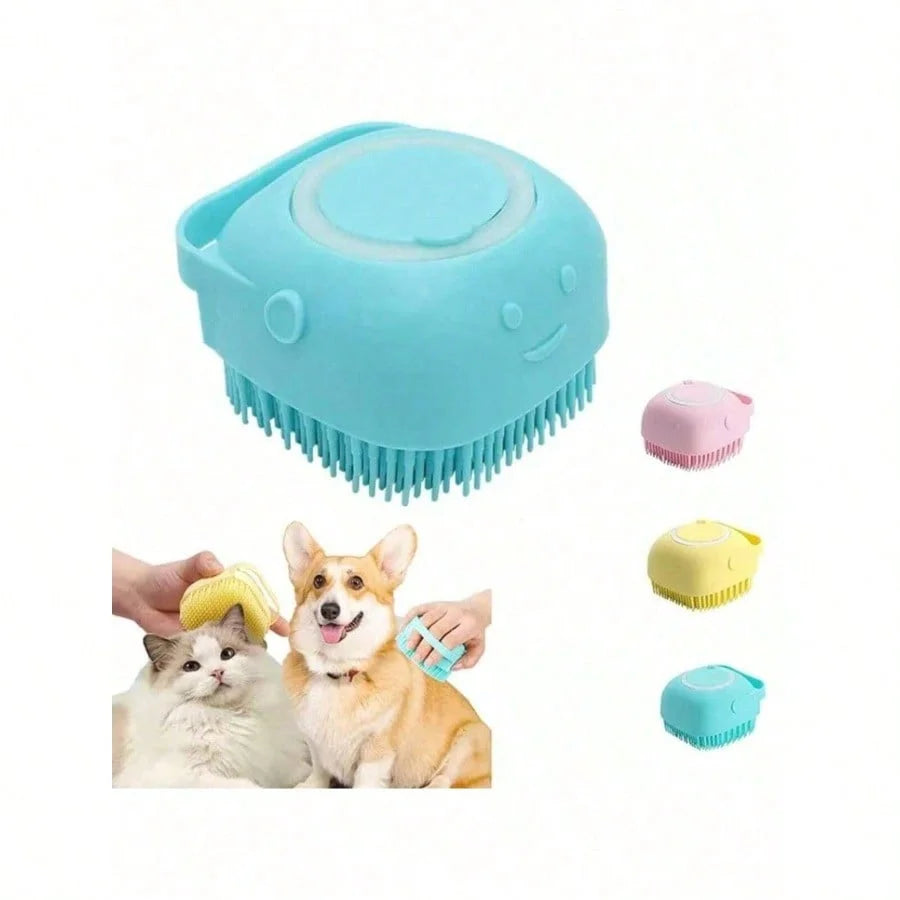 Silicone Pet Shampoo Brush With Dispenser For Dogs And Cats