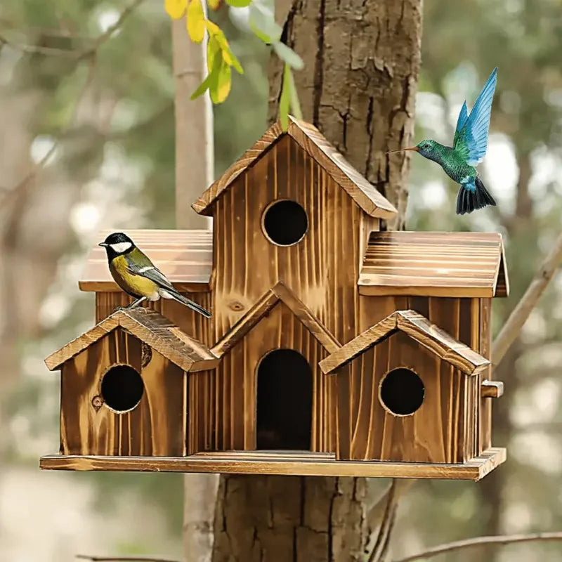 Zhejiang Bird House Natural Wood Hummingbird Cardinal