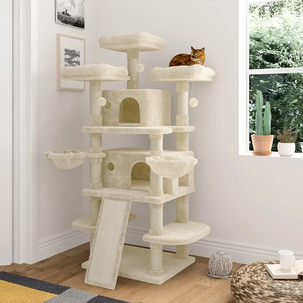 DAFIFY Large Cat Tree With Condo And Plush Perches Indoors