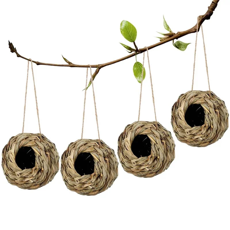 Straw Weaving Bird Nest House Reed Grass Hanging Outdoor Birdhouse