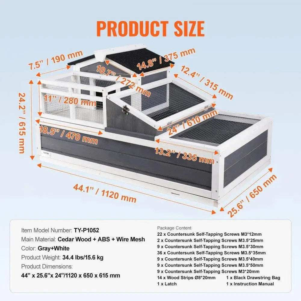 Hign-concerned Wooden Tortoise Habitat 3 Room Indoor Outdoor Enclosure