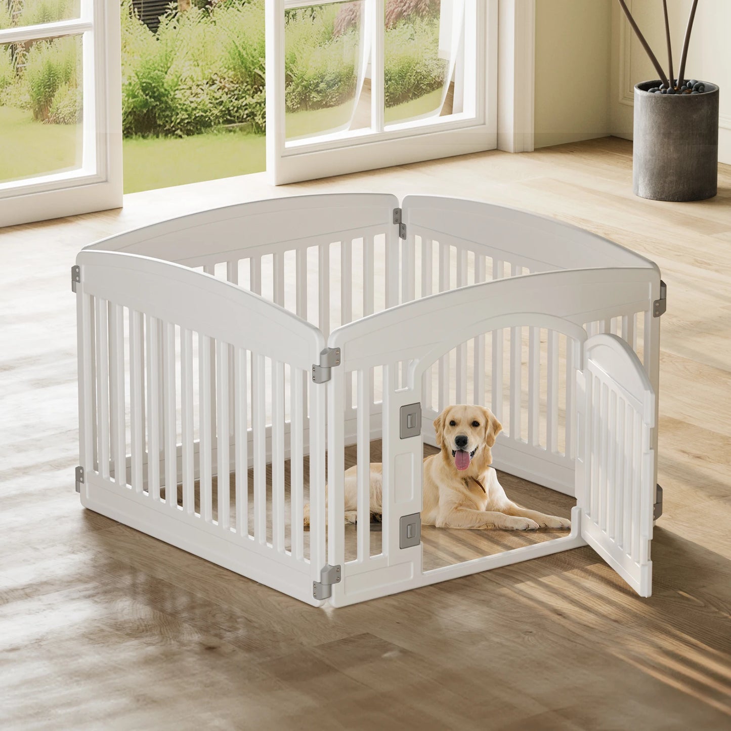 JHK Plastic Dog Playpen Expandable Durable Pet Fence Indoor Outdoor