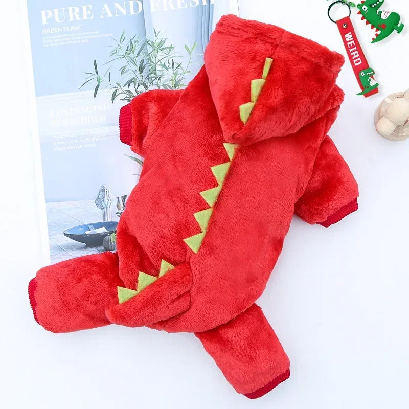 WANGMEOW Dinosaur Fleece Dog Jumpsuits Coat Hoodie Winter
