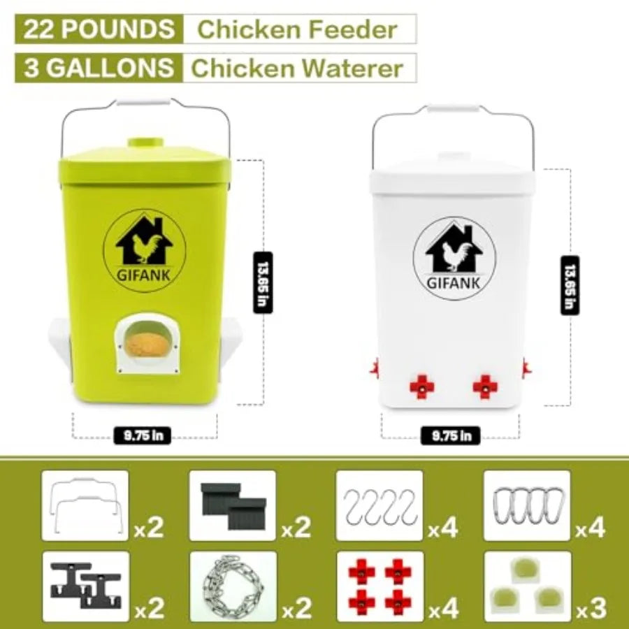 Chicken Feeder And Waterer Set Automatic No Waste Hanging Poultry Kit