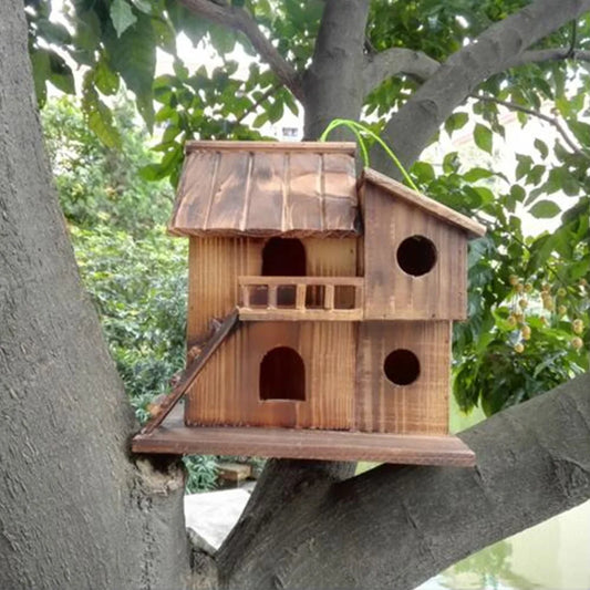 Sichuan Pet Bird Squirrel Wooden Hanging Cage House Toy Outdoor