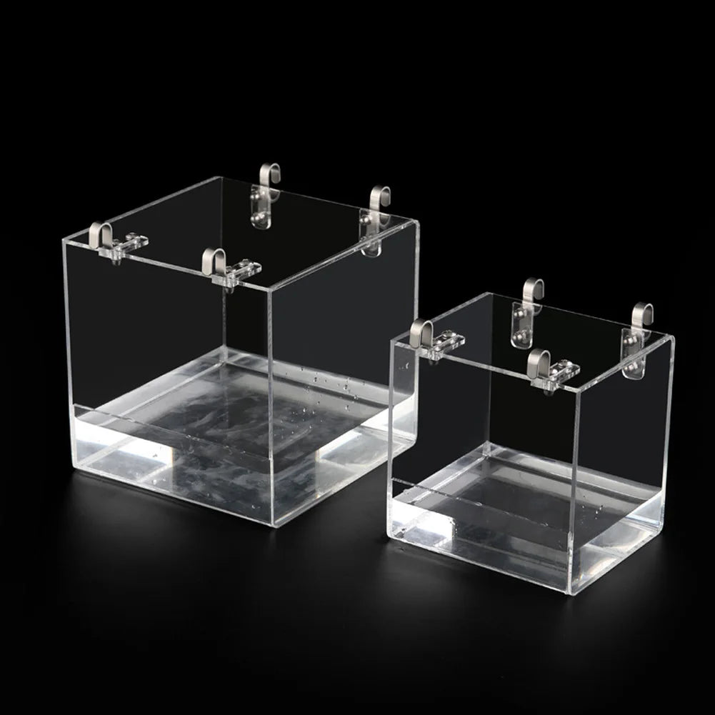 TWISTER.CK Transparent Acrylic Bird Bath Box Hanging Water Bath