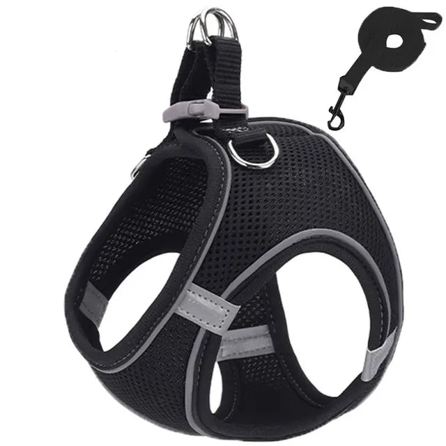 Reflective Cat Harness And Leash Set Adjustable For Cats And Small Dogs