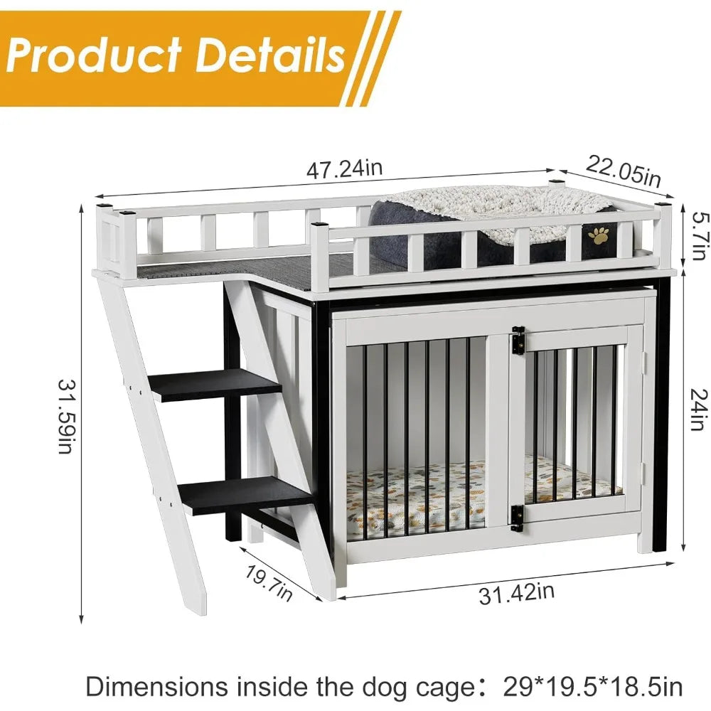 Hign-concerned Loft Style Heavy Duty Dog Crate With Double Doors