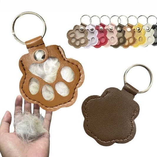 Button Leather Memorial Pet Hair Keepsake Keychain for Pet Fur