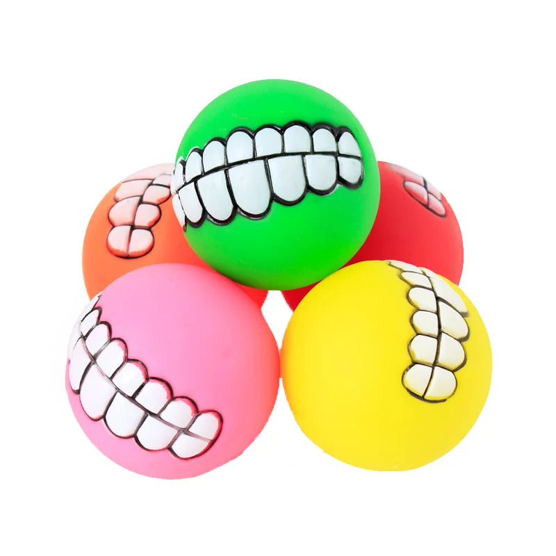 Rubber Squeaky Dog Toy Bite Resistant Chew Ball for Puppies