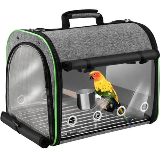 Bird Carrier Bag For Parrot Travel Cage Stainless Steel Mesh Stand