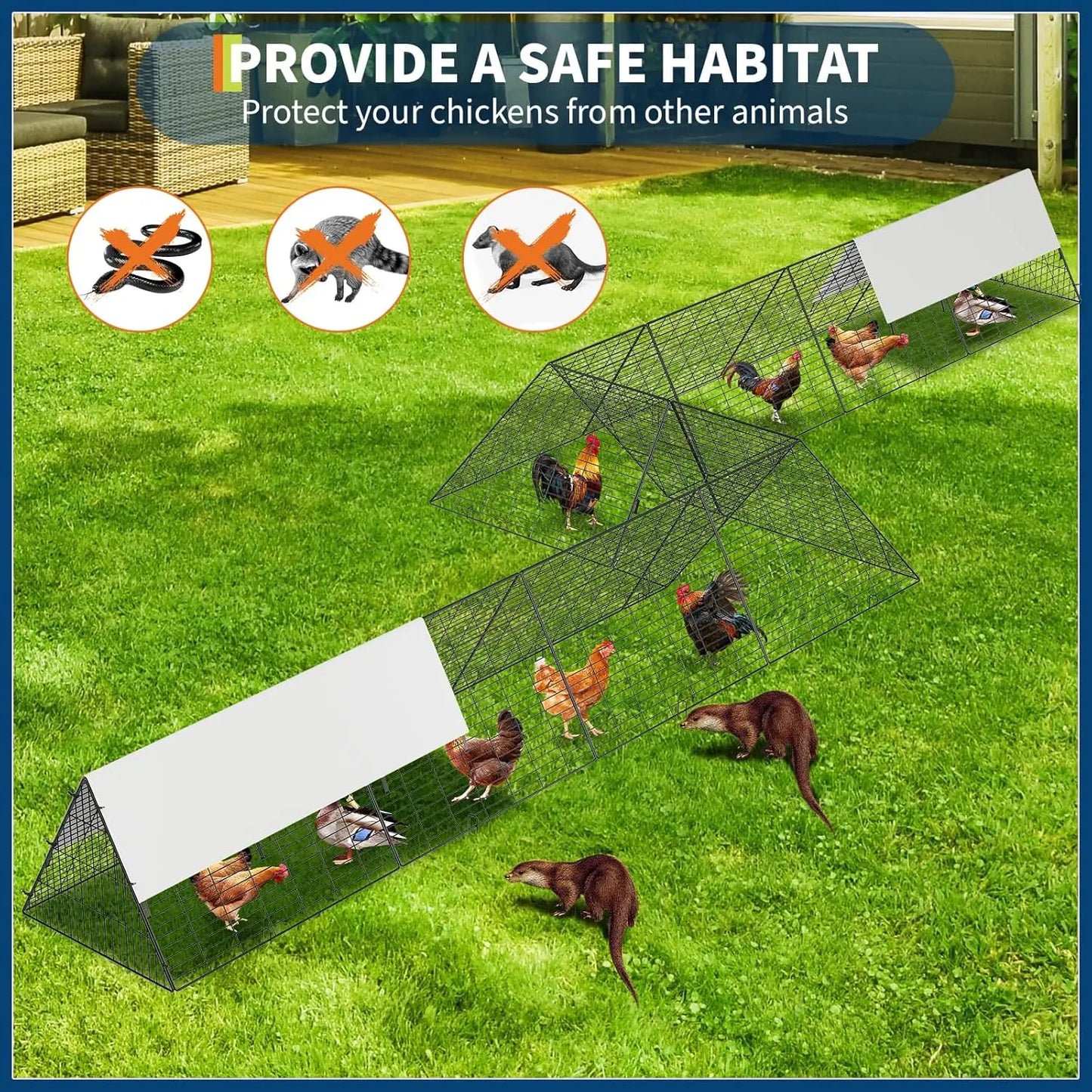 HiMISS Heavy Duty Chicken Tunnel for Outdoor Yard Poultry Cage