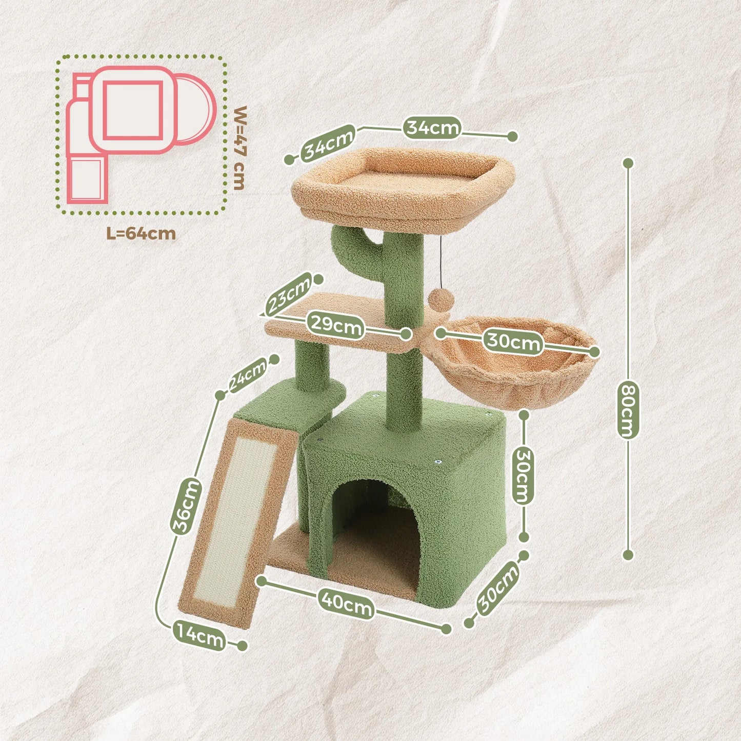 PAWZ Road Cat Tree Tower Three Tier Activity and Scratching