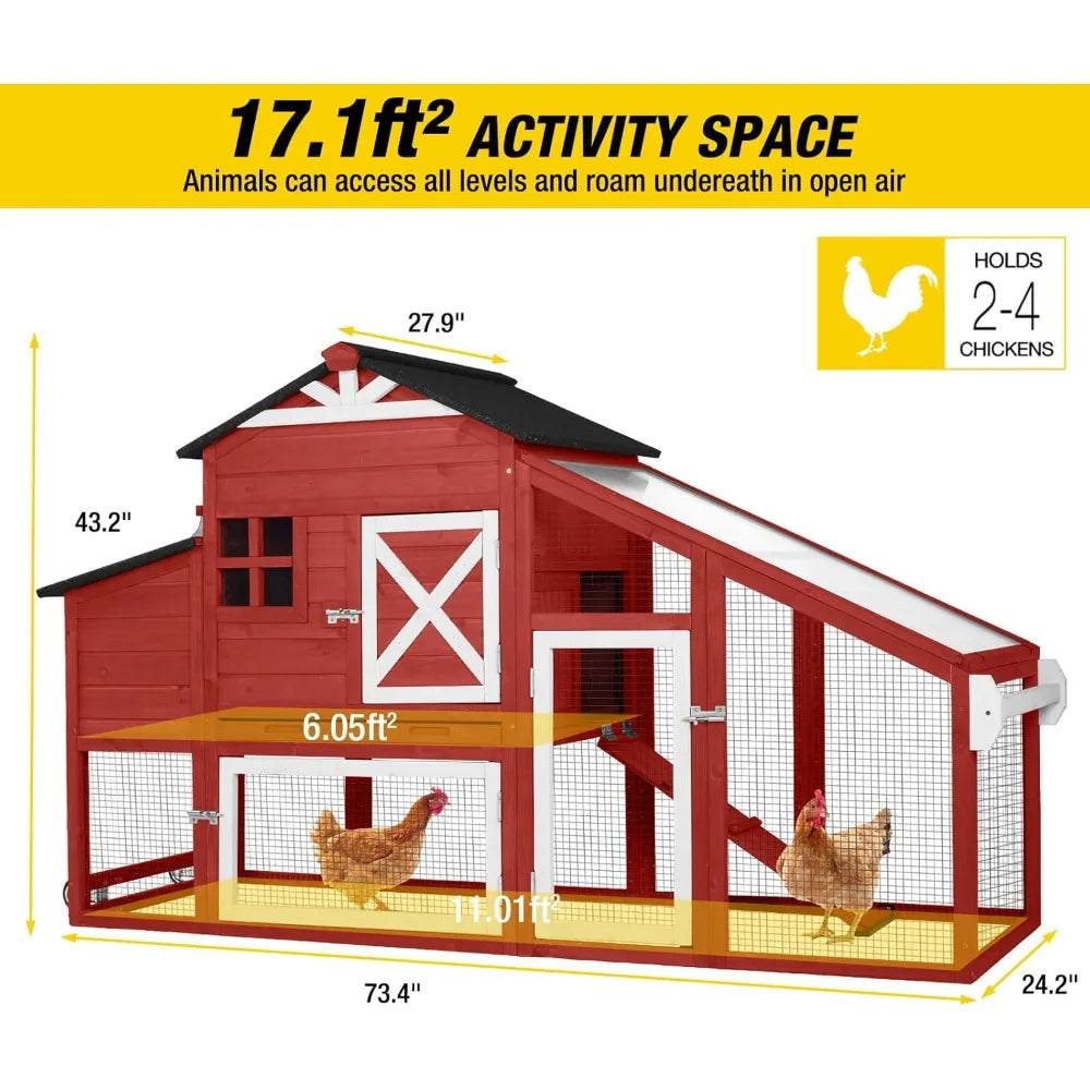 Mobile Chicken Coop On Wheels Expandable Poultry Cage Nest Box