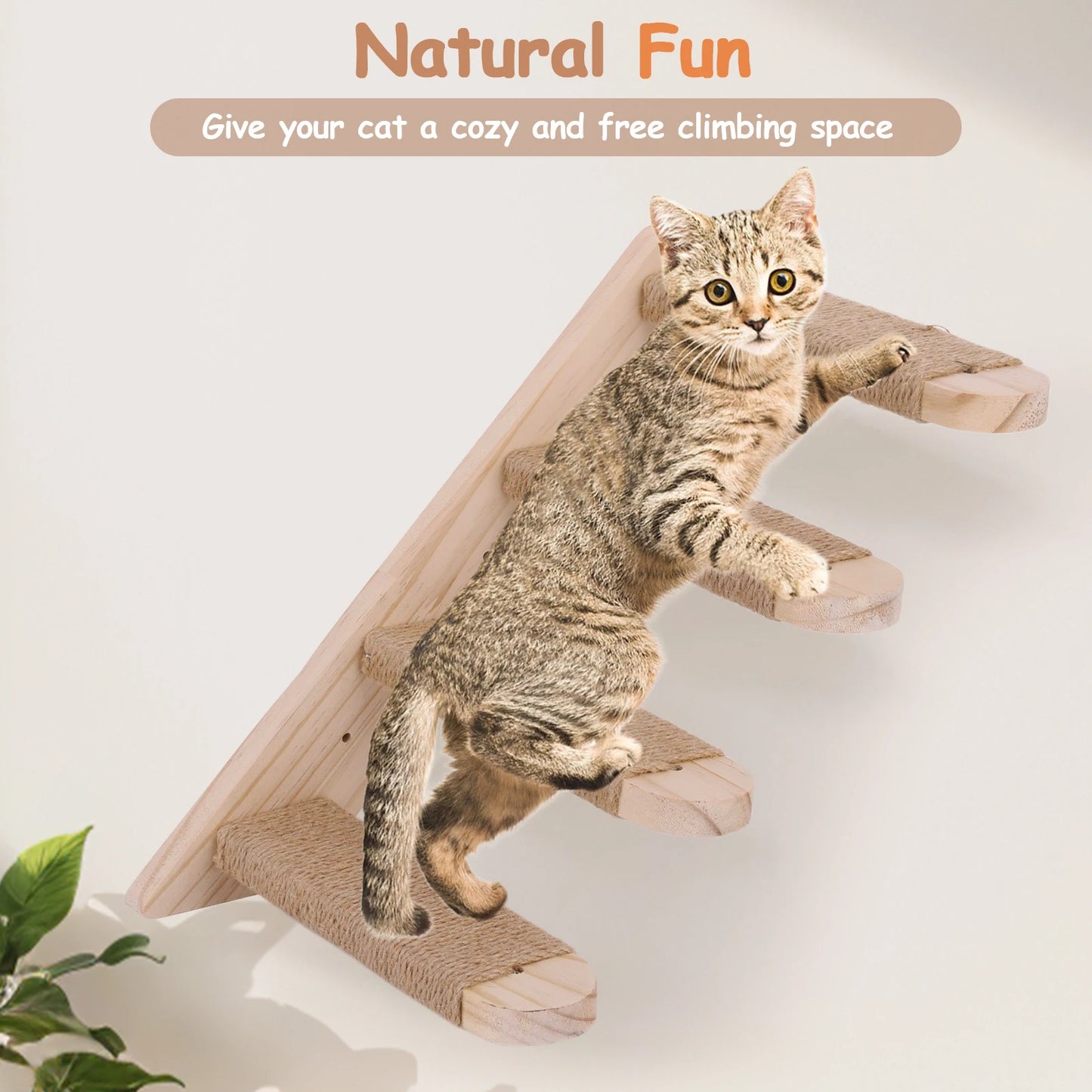 Wall Mounted Cat Climbing Shelf Four Step Perch For Cats
