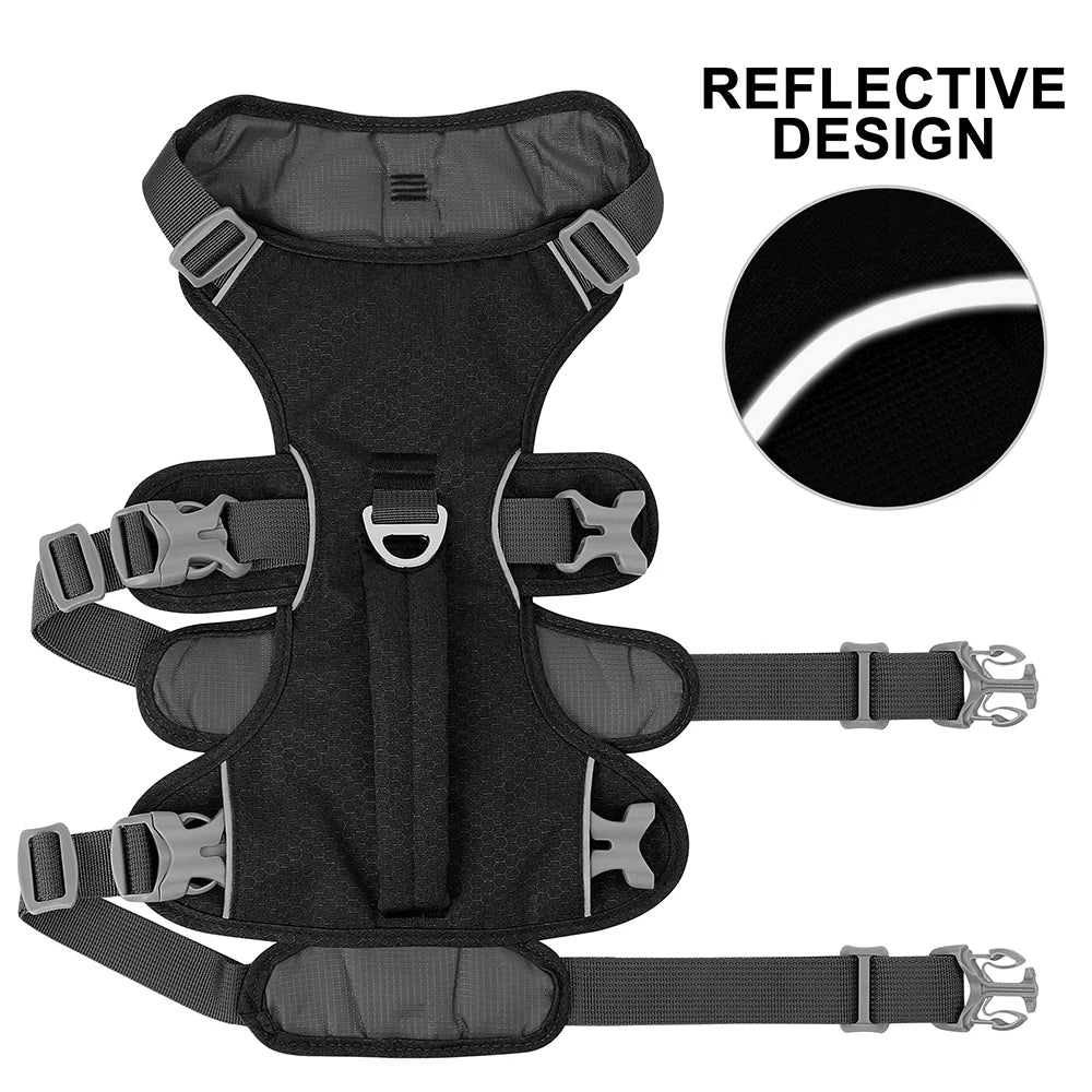 Reflective Nylon Dog Harness With Handle Adjustable Vest