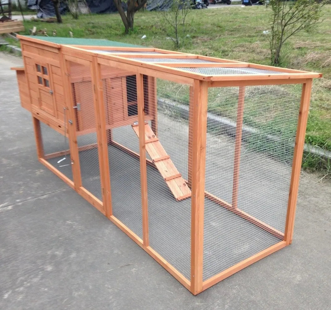 High-Concerned Deluxe Solid Wood Chicken Coop With Run And Nesting Box