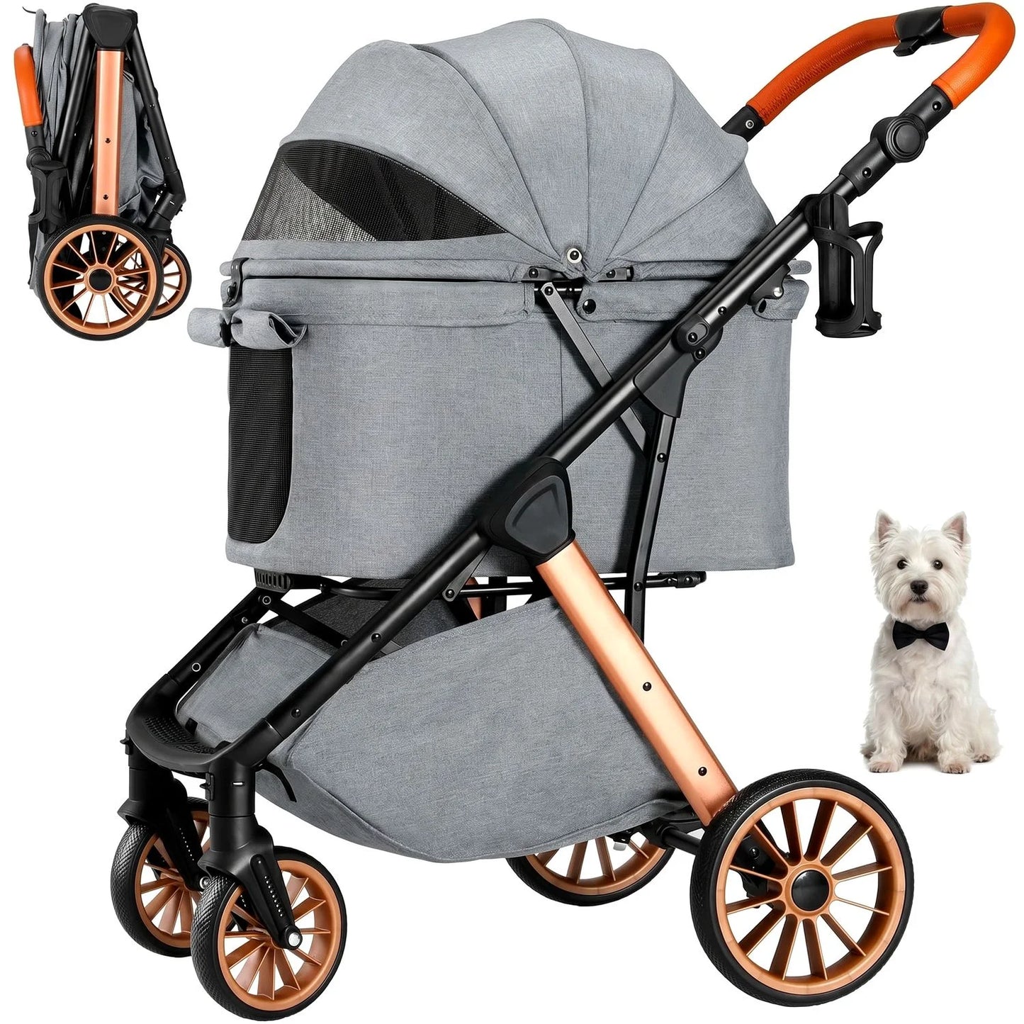 Foldable Pet Stroller For Medium Dogs And Cats All Terrain