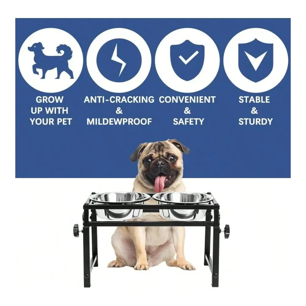 Stainless Steel Elevated Dog Feeder With Dual Bowls