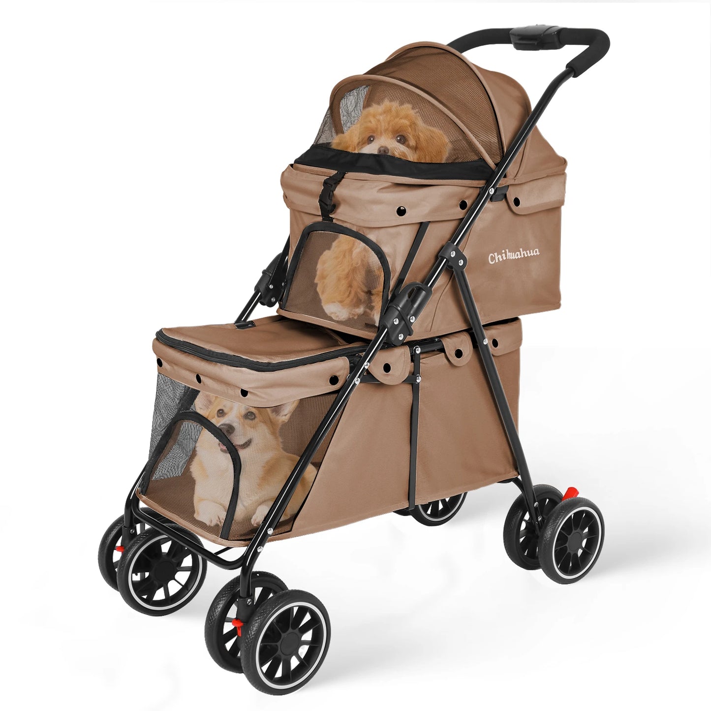 Double Pet Stroller for Dogs and Cats for Two Pets