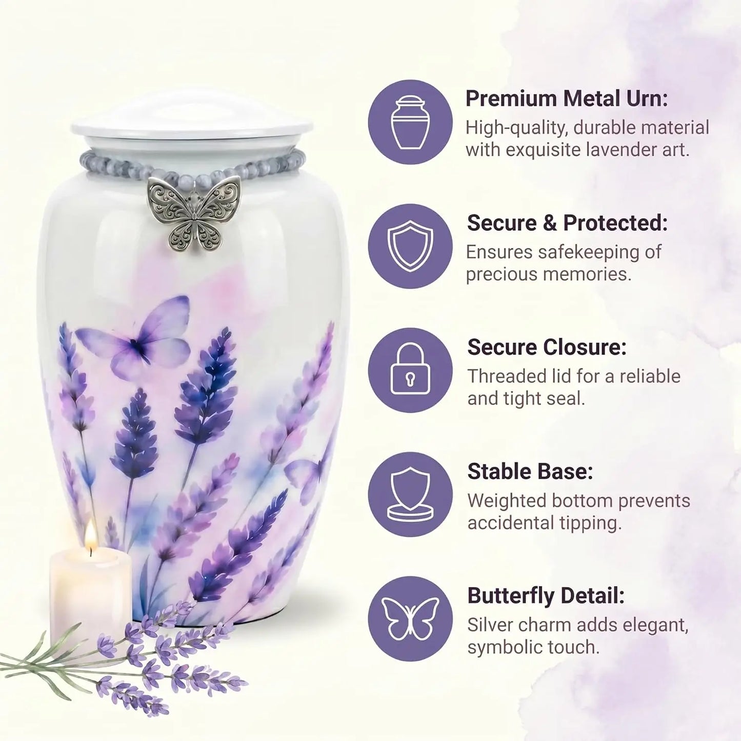 Butterfly Metal Cremation Urn for Women with Memorial Charm Ashes