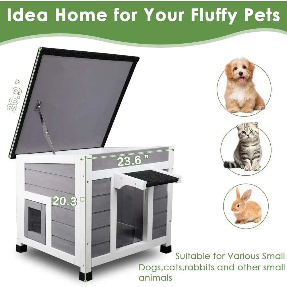 DAFIFY Insulated Cat House Weatherproof Outdoor Shelter For Feral Cats