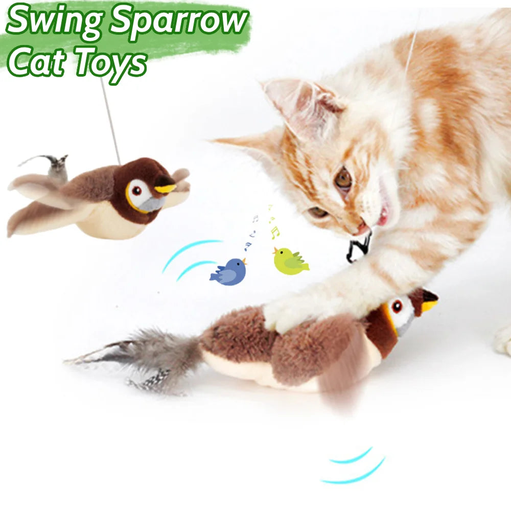 Shunmaii Premium Captivating Sparrow Interactive Cat Toy USB Rechargeable Chirping
