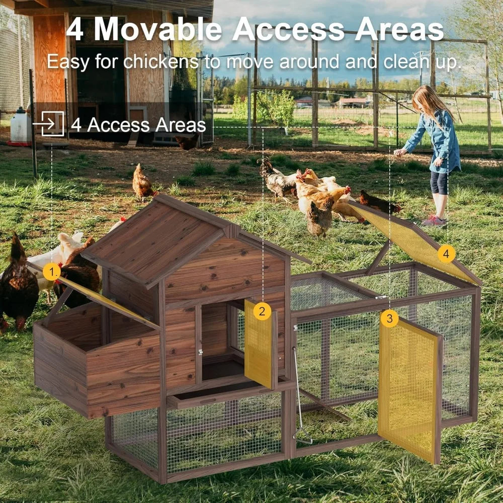 MKDK Large Wooden Chicken Coop Outdoor Run With Nesting Boxes