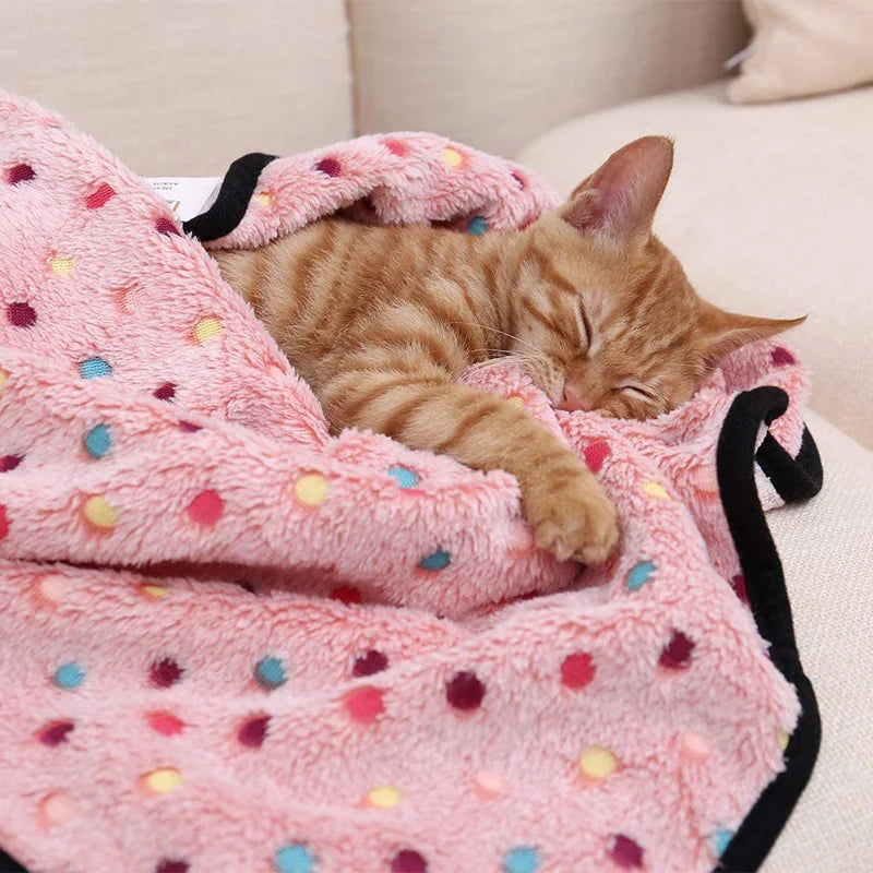 Soft Fluffy Pet Blanket Dot Pattern Ultra Cozy For Pets