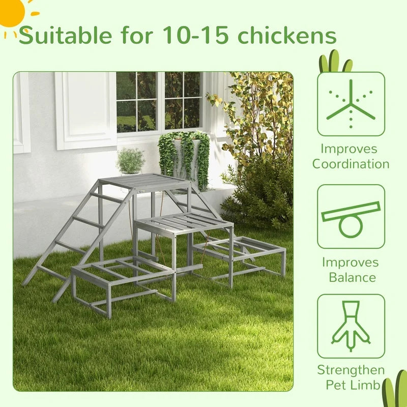 Chicken Coop Swing Set With Perches Ladder Platforms for 10 to 15 Chickens