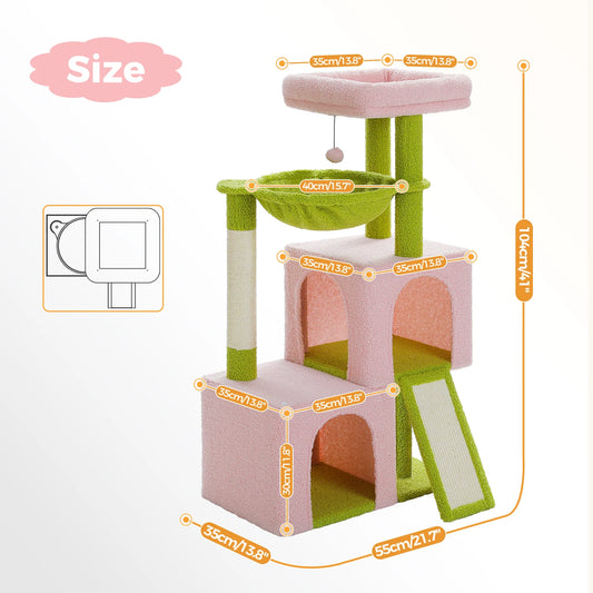 PEQULTICN Large Cat Tree Indoor Multi-Level Tower With Scratching Post