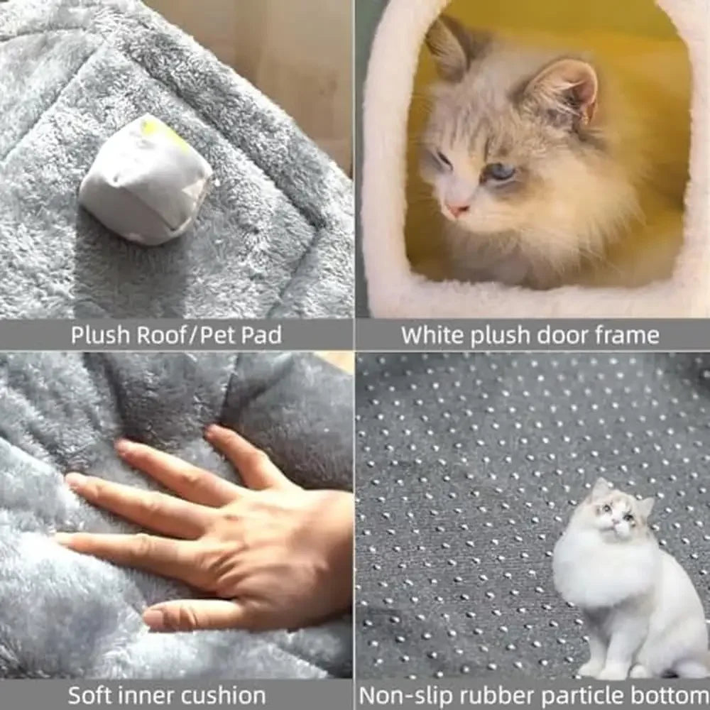 XMSJ Foldable Memory Sponge Plush Pet House Bed Custom Name