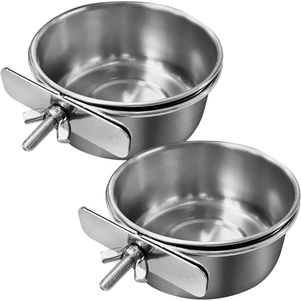 Bird Cage Feeder Cups 2Pack Parrot Water Bowl Holder Clamp