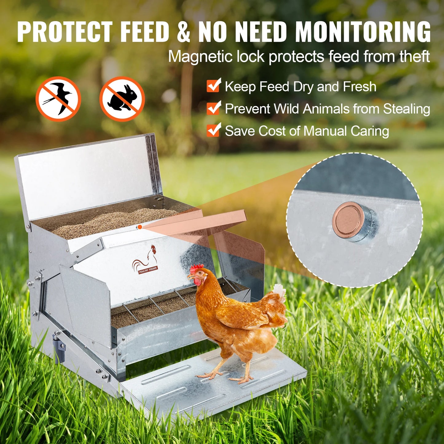 SucceBuy Automatic Chicken Feeder Galvanized Steel