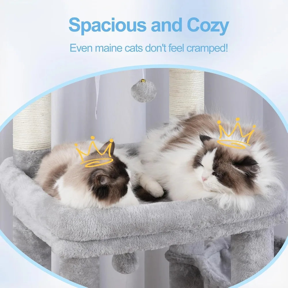Cat Tree Tower With Platform Condo Hammocks And Brush