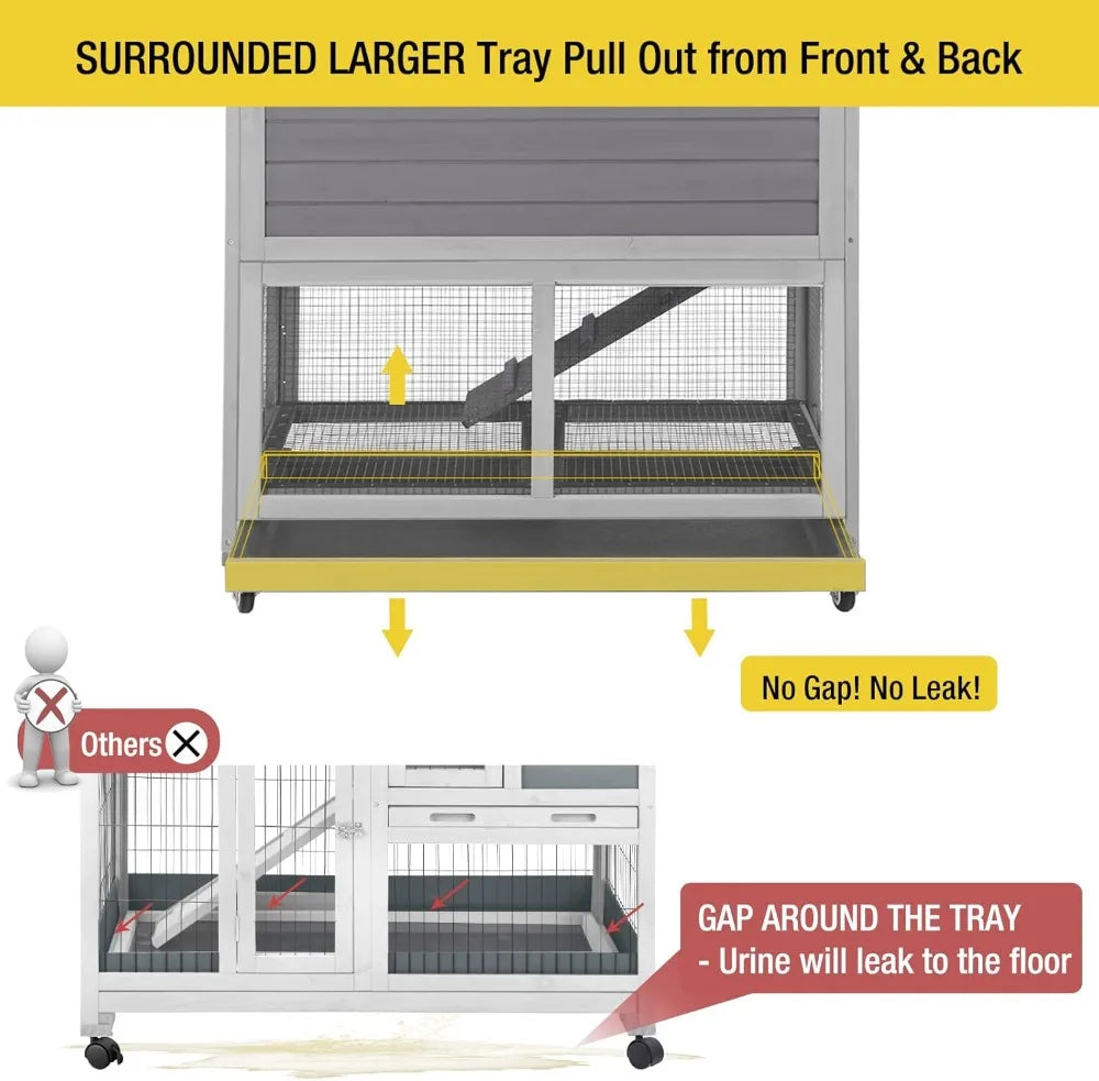 High Concerned Rabbit Hutch Indoor Outdoor Waterproof Cage