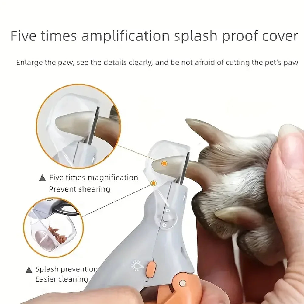 LED Dual-Sided Nail Clippers With 5x Magnification For Pets