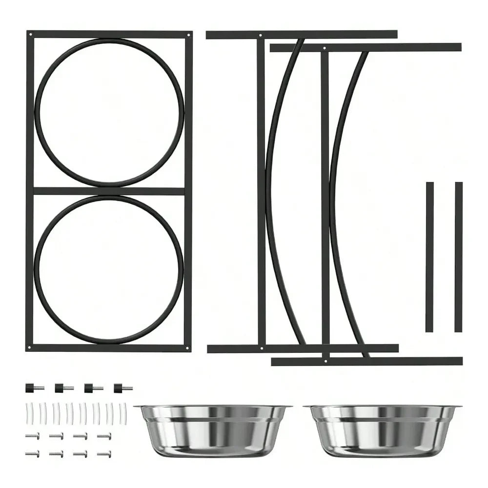 Raised Stainless Steel Dog Feeder Bowl With Stand For Pets