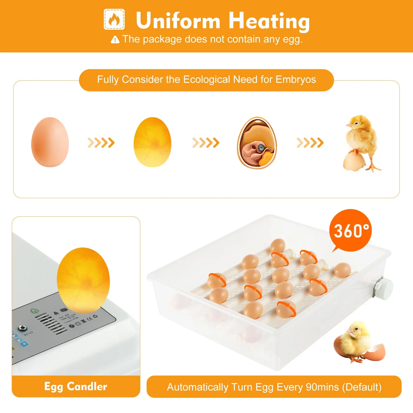 64 Egg Automatic Incubator With Turning Temperature Control Digital Display